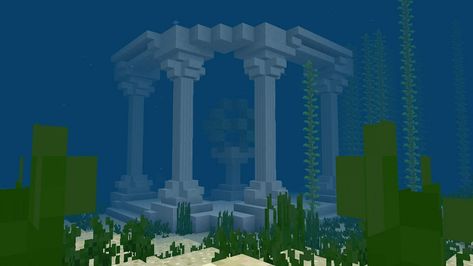 Houses Underwater, Minecraft Aquarium Ideas, Minecraft Underwater House, Minecraft Temple, Minecraft Underwater, Underwater Room, Minecraft Houses Interior, Minecraft Kingdom, Minecraft Statues