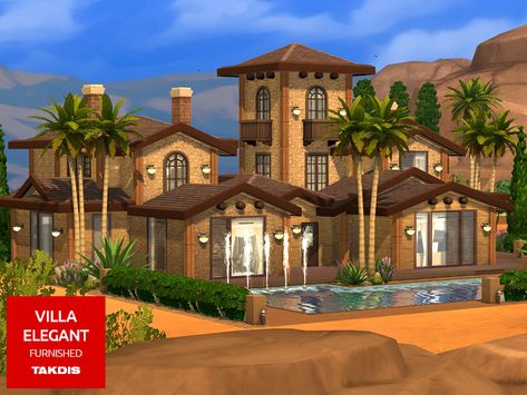 Modern Desert Life is yours. Magnificent, peaceful, warm. Found in TSR Category 'Sims 4 Residential Lots' Sims House Ideas, Desert Mansion, Sims 4 House Building, Modern Desert, Sims 4 House Design, Casas The Sims 4, Ark Survival Evolved, Desert Life, Micro House