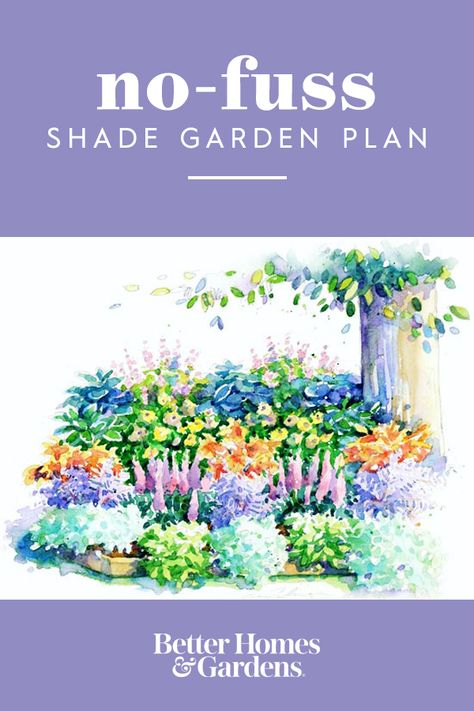 Full Sun Garden Layout, Low Maintenance Landscaping Front Yard Shade, Small Perrenial Gardens Layout Full Sun, Shady Area Garden Ideas, Shady Side Of House Landscaping, Cottage Shade Garden Perennials, Shade Garden Design Layout Corner, Part Sun Garden Plans, Year Round Shade Garden