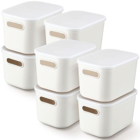 White Bin, White Storage Box, Storage Basket With Lid, Small Storage Basket, Storage Baskets With Lids, Box With Handle, Small Storage Boxes, Basket With Lid, Storage Bins With Lids