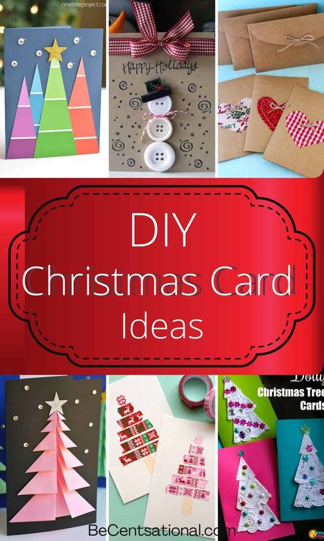 Easy DIY Christmas Card Ideas Diy Christmas Cards Ideas, Card Diy Ideas, Diy Christmas Card Ideas, Diy Christmas Cards Easy, Christmas Card Diy, Christmas Cards Ideas, Diy Christmas Card, Diy Holiday Cards, Christmas Card Ideas