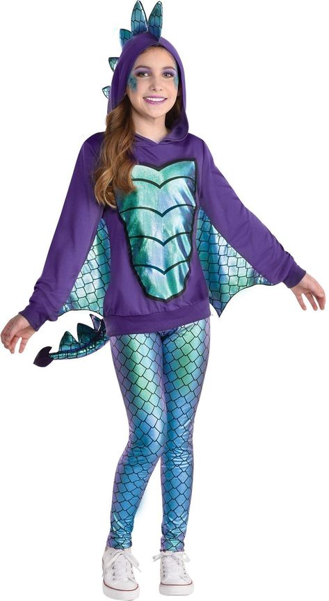 PRICES MAY VARY. Polyester Hand Wash Only PACKAGE INCLUDES: 1 Turquoise and violet dragon hooded long sleeves, and 1 iridescent turquoise leggings, one size fits most adults with medium body type. MYSTICAL DESIGN: Watch your child transform into a mystical dragon from a magical land with this dragon hoodie that features an attached iridescent turquoise wings, spines, and tail. PERFECT FOR COSTUME PARTIES: These mystical dragon costume is perfect for Halloween and other costume themed parties. GO Dragon Wings Costume Kids, Dragon Halloween Costume, Mystical Dragon, Dragon Halloween, Dragon Kid, Hooded Long Sleeve Shirt, Dragon Hoodie, Dragon Costume, Dragon Girl