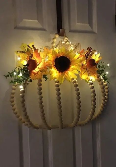 Diy Dollar Store Wreath, Dollar Store Wreath, Pumpkin Wreath Diy, Sunflower Theme, Fall Pumpkin Crafts, Fall Decor Diy Crafts, Dollar Tree Pumpkins, Fall Decor Dollar Tree, Diy Dollar Tree Decor