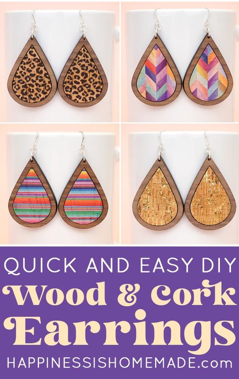 Htv On Wood Earrings, Cricut Cork Projects, Wooden Earrings Diy How To Make, Balsa Wood Earrings Cricut, How To Make Wooden Earrings, Making Wooden Earrings, Basswood Earrings Cricut, Cricut Wood Earrings Diy, Modge Podge Earrings