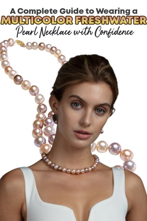 Wearing a multicolor pearl necklace can be intimidating for some. How do you ensure the different colors complement each other? What outfits should you pair them with? These are essential questions to consider when styling a multicolor pearl necklace. Pearl Necklace Outfit, Multicolor Pearl Necklace, Large Pearl Necklace, Wearing Pearls, Necklace Outfit, Hacks Clothes, Essential Questions, Color Complement, Pearl Necklaces