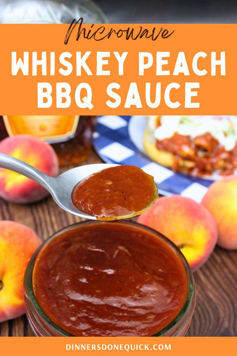 Discover the bold and sweet flavor of Microwave Whiskey Peach BBQ Sauce, made with Crown Royal Peach whiskey. This quick and easy BBQ sauce is perfect for grilling season, adding a unique twist to your favorite dishes. With the perfect balance of whiskey and fresh peaches, this sauce will elevate your BBQ game in no time. Pin and try this delicious recipe to impress your guests with a gourmet touch! #BBQSauce #PeachRecipe #MicrowaveCooking #WhiskeySauce #CrownRoyalPeach Peach Bbq Sauce Recipe, Microwave Recipes Dinner, Zesty Salad Dressing, Homemade Whiskey, Peach Bbq, Best Sauce Recipe, Peach Whiskey, Peach Sauce, Bbq Sauce Ingredients