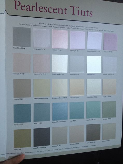 Benjamin Moore Pearlescent Tints Pearlized Paint Wall, Pearl Paint Wall, Pearl Wall Paint, Pearlescent Wall Paint, Benjamin Moore Metallic Paint, Pearl Paint Color, Pearlized Paint, Pearlescent Paint, Benjamin Moore Bathroom