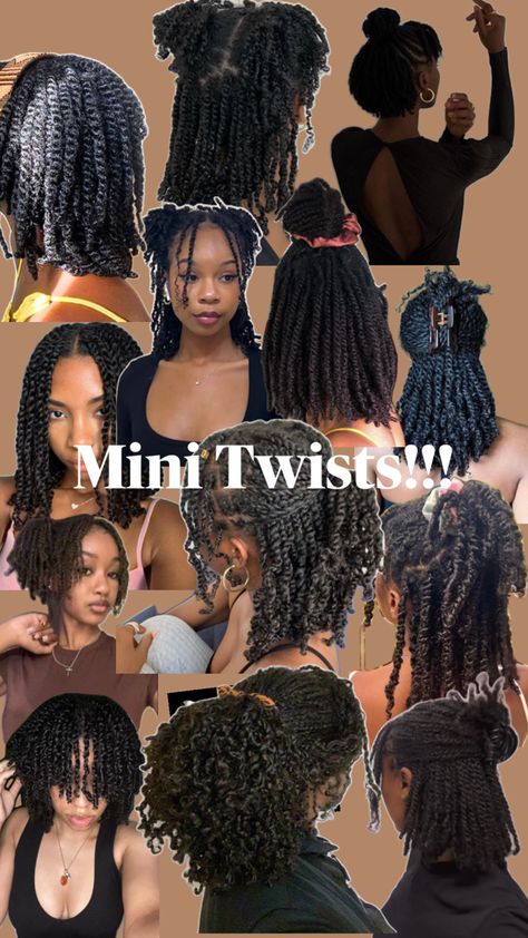 mini twist hair inspo Hairstyle For Black Hair, Length Retention, Mini Twists, Twist Hair, Protective Style, Braid Tutorial, Twist Hairstyles, Protective Styles, Protective Hairstyles