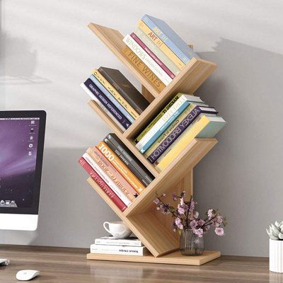 Mini Bookshelf, Desktop Bookshelf, Tree Bookshelf, Bookshelf Organization, Small Bookshelf, Small Bookcase, Rustic Flooring, Bookshelf Desk, Bookshelf Styling