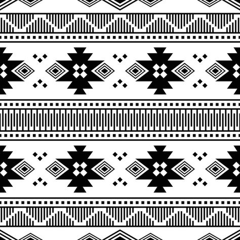 Seamless ethnic pattern in Native American style. Geometric pattern with Aztec and Navajo tribal design for print fabric and fashion. Black and white colors. Native Print Pattern, Musical Quotes, Infographic Design Process, Navajo Pattern, Native Print, Fashion Black And White, Border Designs, Native American Style, Ethnic Patterns