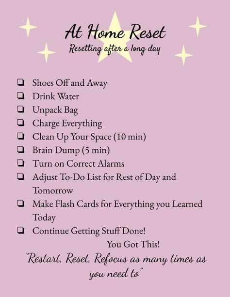 School Habits, Home Reset, Reset Routine, What Is Mindfulness, Dbt Skills, After School Routine, Self Care Bullet Journal, Work Routine, Writing Therapy