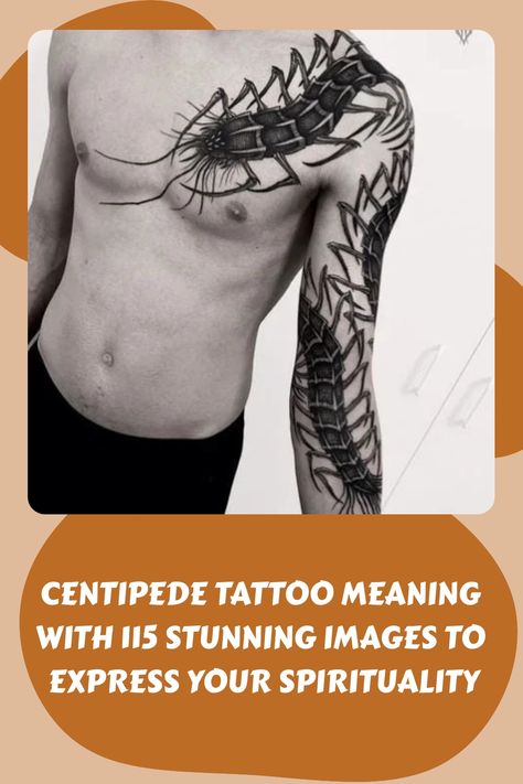 Fascinating meanings behind centipede tattoos, plus 115 beautiful images for spiritual expression 🐛💫 #tattooideas #spiritualsymbolism #centipedeart Centapides Tattoo, Centepide Tattoo Arm, Centipede Back Tattoo, Cien Pies Tattoo, Tokyo Ghoul Centipede Tattoo, Centipede Tattoos, Gore Tattoo, Centipede Tattoo, Tattoo Cafe