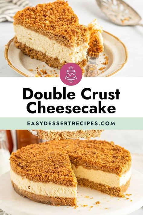 Double Crust Cheesecake, Cheesecake Crust Recipe, Graham Cracker Crust Cheesecake, Cheesecake Ideas, Cheesecake Crust, Easy Dessert Recipes, Homemade Cheesecake, Easy Cheesecake Recipes, Cracker Crust