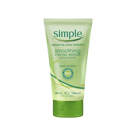 Simple Smoothing Facial Scrub  Oily-skinned folks, listen up. The creamy white exfoliator from Simple contains rice powder to absorb excess oil, and the gentle silica particles — a replacement for microbeads — work to manually slough off dead skin, leaving you positively glowing. Best Face Scrubs, Natural Face Scrub, Face Scrubs, Exfoliating Face Scrub, Glowing Skin Mask, Rice Powder, Face Scrub Homemade, Facial Scrub, Sensitive Skin Care