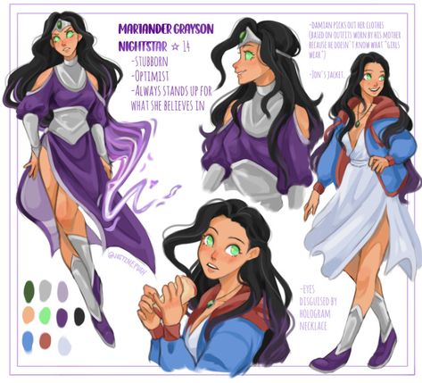 Mari Grayson Fanart, Nightstar Dc, Mari Grayson, Greek God Costume, Nightwing And Starfire, Original Teen Titans, Teen Titans Fanart, Teen Titan, Dc Comics Artwork