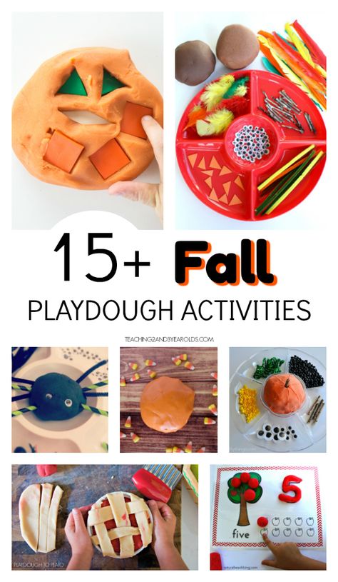 Add some sensory and fine motor fun with this fun collection of fall playdough ideas. A great addition for your toddler and preschool fall theme! November Playdough Ideas, Fall Playdough Tray, Fall Playdough Activities, Fall Playdoh Activities, Fall Playdough Kit, Autumn Playdough Ideas, Dough Activities For Kids, Invitation Play, Thanksgiving Playdough