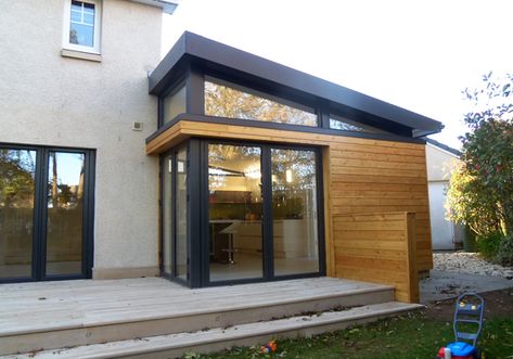 Flat pack extensions | The Garden Room Guide House Frontage, Garage Extension, Bungalow Extensions, Flat Roof Extension, Architecture Renovation, Garden Room Extensions, House Extension Plans, Roof Extension, Room Extensions