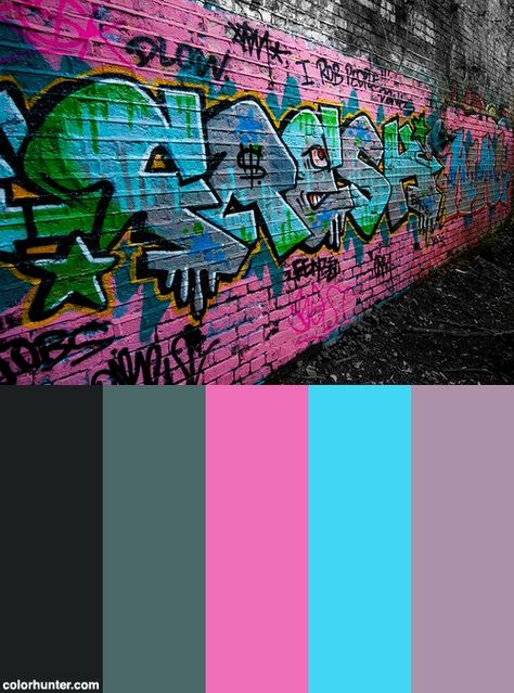 Graffiti Color Scheme Graffiti Art Color Palette, Street Art Color Palette, Graffiti Mood Board, Graffiti Colour Palette, Street Style Color Palette, Graffiti Yearbook Theme, Graffiti Color Palette, Graffiti Color Combos, Graffiti Color Schemes