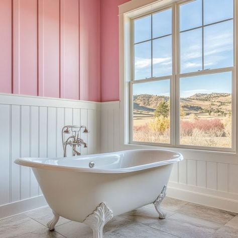 Light Pink Bathroom, Pink Bathroom Remodel, Pink Accent Walls, Master Bath Remodel, Pink Bathroom, Pink Accents, Bath Remodel, Master Bath, Bathroom Remodel