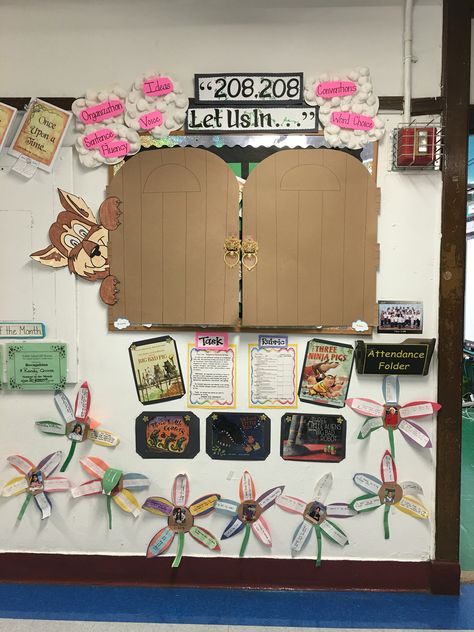 Fairy Tale Bulletin Board! Fairy Tale Bulletin Board, Reading A Book Tattoo, Fairy Reading A Book, Fairytale Classroom, Fractured Fairytales, Library Decorations, Fairy Tale Activities, Classroom Decor Middle, Fairy Tales Unit