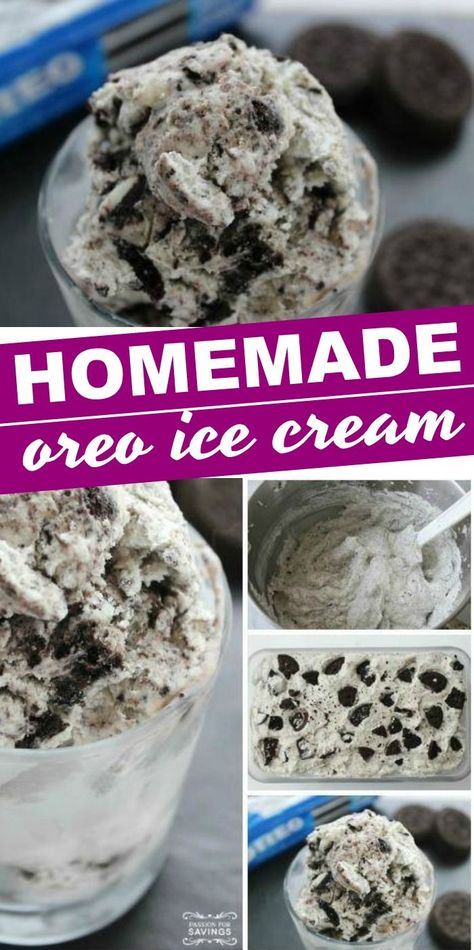 Oreo Ice Cream Recipe, Homemade Oreo Ice Cream, Spaghetti Eis Dessert, Homemade Ice Cream Recipes Machine, Ice Cream Recipes Machine, Easy Homemade Ice Cream, Pumpkin Pie Ice Cream, Dessert Oreo, Easy Ice Cream Recipe