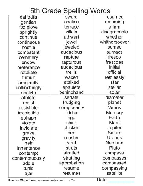 8th Grade Sight Words List | 5th grade spelling_words_list 8th Grade Spelling Words, 5th Grade Sight Words, Fifth Grade Spelling Words, 6th Grade Spelling Words, 4th Grade Spelling Words, 5th Grade Spelling Words, 5th Grade Spelling, Spelling Bee Words, 4th Grade Spelling