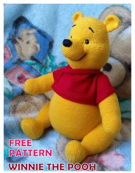 Winnie the Pooh Amigurumi Free Crochet Pattern - Csr.life Free Crochet Teddy Bear, Winnie Poo, Disney Crochet Patterns, Free Amigurumi Crochet Patterns, Knitted Teddy Bear, Crochet Teddy Bear Pattern, Crochet Animals Free Patterns, Crochet Teddy Bear, Crochet Amigurumi Free Patterns