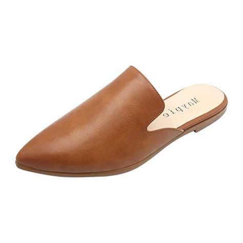 Amazon.com | MAYPIE Womens Flat Mules Closed Pointed Toe Slip On Loafer Slides Backless Shoes | Mules & Clogs Loafer Slides, Backless Shoes, Pointy Flats, Best Walking Shoes, Womens Mules, Flat Mules, Mule Clogs, Mules Shoes, Go Shopping