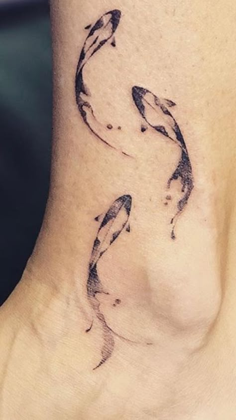 Koi Fish Ankle Tattoo, Gold Fish Tattoo Design, Contemporary Tattoo, Ink Tattoo Design, Red Ink Tattoo, Koi Tattoo Design, Tiny Tattoos For Women, Red Tattoo Ideas, Ankle Tattoos For Women