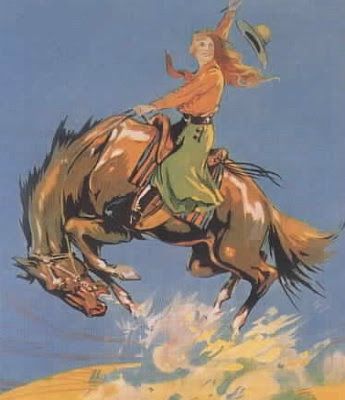 Pony Girl Rides Again: December 2008 Rodeo Poster, Trick Riding, Western Posters, Eventing Horses, Cowgirl Art, Western Wall Art, Cowgirl And Horse, Vintage Cowgirl, Bull Riding