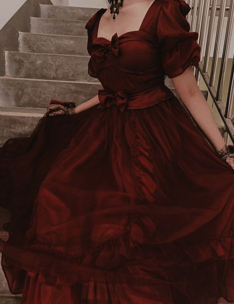 Victorian Prom Dress Vintage, Red Pirate Dress Aesthetic, Red Queen Dress Aesthetic, Red Royal Dress Aesthetic, Red Fantasy Ballgown, Red Ball Dress Aesthetic, Dark Red Victorian Dress, Aesthetic Red Dress Vintage, Dark Royalty Dress