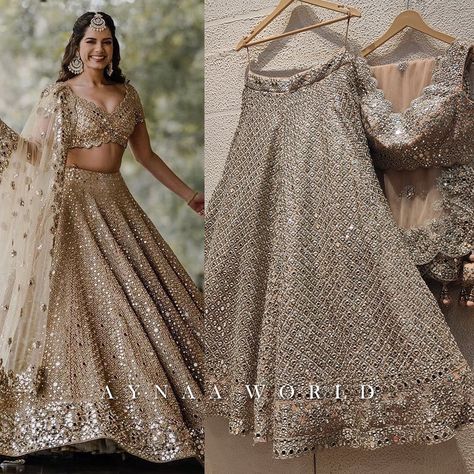 AYNAA WORLD on Instagram: “The Curated Mirror Masterpiece !! 🤩💫 Crafted By The Finest Karigars This Stunning Hand Embellished Mirror Work Outfit Fabricated In Pure…” Aynaa World, Manish Malhotra Bridal Collection, Lengha Design, Engagement Dress For Bride, Engagement Lehenga, Reception Outfits, Mirror Work Saree, Reception Saree, Engagement Look