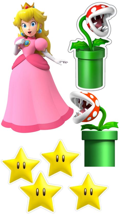 Princess Peach Cake Topper Printable, Princess Peach Printables, Peach Mario Bros, Princess Peach Party, Peach Cupcakes, Mario Bros Cake, Super Mario Princess, Peach Mario, Princess Printables