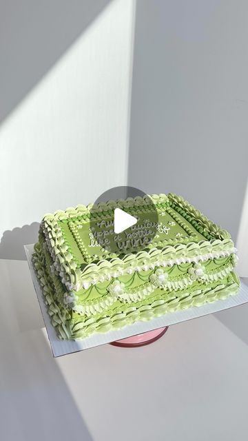 Carolina | Custom Fancy Cakes on Instagram: "August sipped away like a bottle of wine 🎂💚🍰🌼🍷✨  got creative freedom for this one and was the perfect occasion to try out a fancy sheet cake! Inspired by @newjunebakery who makes the most beautiful sheet cakes I’ve ever seen 🤩 should I add to menu?   #cake #cakereel #cakevideo #cakesofinstagram #vintagecake #lambethcake #sheetcake #taylorswift #caketutorial #prettycake #customcakes #nyc #nyccakes #colourmill #colourmillmade #buttercreamcake #retrocake #trendycakes #wiltoncakes #explore #cakecakecake #nycbaker #cakedecorating #homebaking #fancycake #thefancycakeclub" Fancy Sheet Cake, Vintage Sheet Cake, Elegant Sheet Cake Designs, Sheet Cake Designs Birthday, Menu Cake, Wedding Sheet Cakes, Half Sheet Cake, Slab Cake, Rectangular Cake