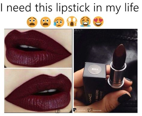 MAC lipstick "Media" Mac Dark Lipstick, Mac Media Lipstick, Maquillage Kylie Jenner, Fall Lipstick Colors, Best Lipstick Color, Burgundy Lipstick, Fall Lipstick, Winter Dark, Mac Lipsticks