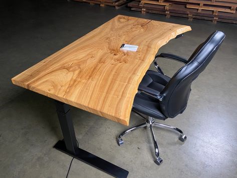 Live Edge Sit-Stand Adjustable Height Desks – Collector's Specialty Woods Standing Desk Base, Wood Snake, Desk Base, Adjustable Desks, Desk Height, Sit To Stand, Adjustable Standing Desk, Sit Stand Desk, Computer Table