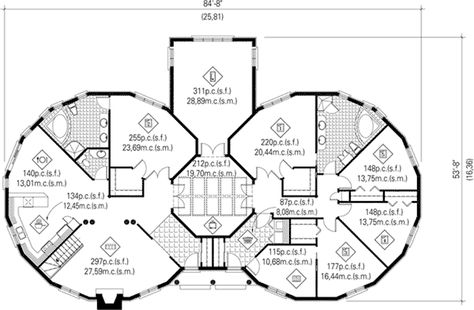 Multigenerational House Plans, Multigenerational House, Man House, Round House Plans, Octagon House, Unique Floor Plans, Dome Home, House Layout, Dome House