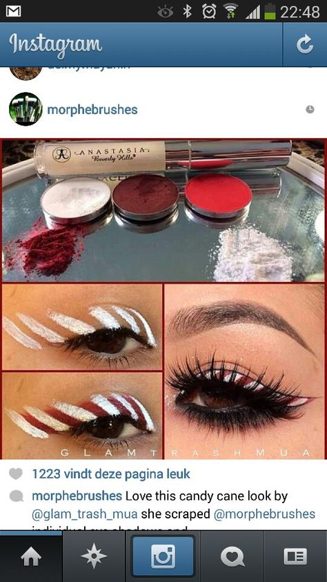 Candy cane make up Candy Cane Makeup, Christmas Eye Makeup, Pinterest Images, Christmas Makeup, Christmas Makes, Christmas Candy Cane, Colorful Makeup, Christmas Candy, Girls Best Friend