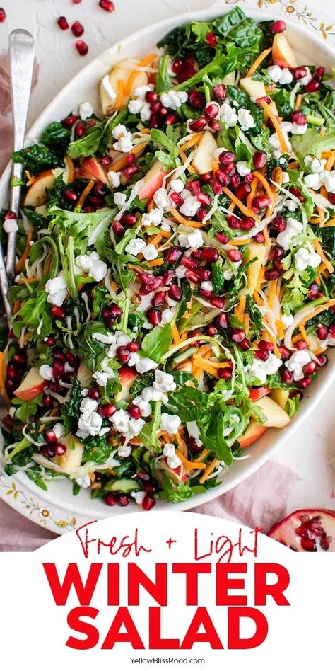 Winter Salad Vinegrette, Hanukkah Salad, Salad Recipes Winter, Clean Eating Christmas Recipes, Orzo Salat, Winter Salads, Christmas Salad Recipes, Homemade Vinaigrette, Healthy Winter Meals