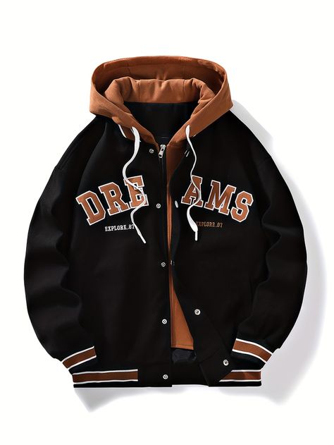 Faster shipping. Better service Jackets Streetwear, Bold Lettering, Varsity Style, Style Preppy, School Events, Pocket Pattern, Style Noir, Baseball Jacket, 가을 패션