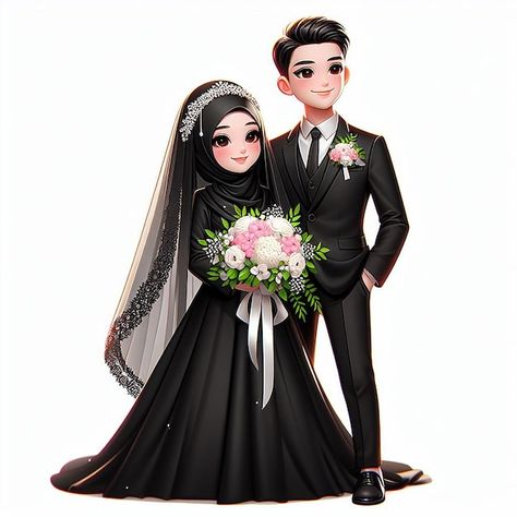 MUSLIM COUPLE, 145 Best Premium Graphics on Freepik Topper Pengantin, Wedding Couple Cartoon Muslim, Muslim Couple Cartoon, Muslim Wedding Couple, Marriage Cartoon, Groom Cartoon, Bride And Groom Cartoon, Wedding Couple Cartoon, Photo Cake Topper