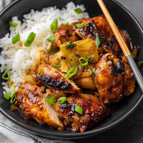 Crock Pot Huli Huli Chicken Chicken Quarters Crockpot, Summer Crockpot Recipes Chicken, Huli Huli Chicken Recipe, Huli Chicken, Summer Slow Cooker Recipes, Huli Huli, Huli Huli Chicken, Crockpot Chicken Thighs, Chicken Rice Bowls