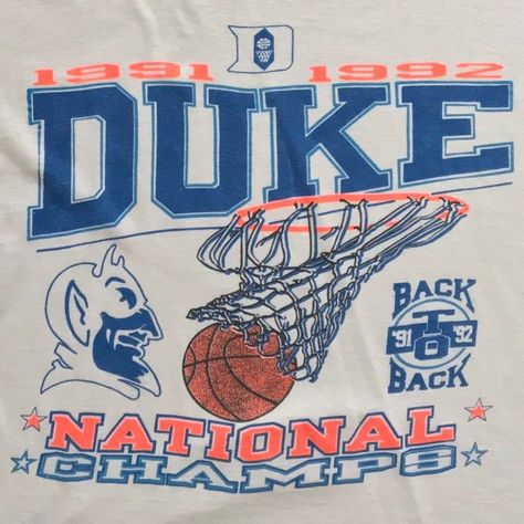 90S Duke Ncaa Basketball National Champs Shirt Vintage 1992 Duke Blue Devils Back To Back National Champs Souvenir Tee Vintage Sports Graphic Design, Vintage Basketball Shirt, College Basketball Shirts, Basketball Graphics, Basketball Shirt Designs, 90s Sport, Basketball Uniforms Design, Basketball Championship, Boys Posters