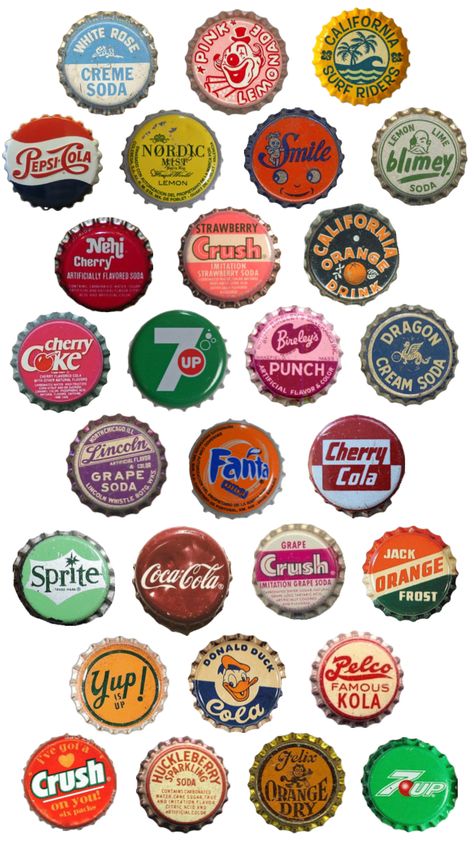 #art #wallpaper #vintage #inspiration #bottlecap #shuffle #collage #print #inspo #bottle #cocacola #fanta #coke Bottle Caps Aesthetic, Vintage Bottle Caps, Vintage Coke Aesthetic, Picture For Collage, Shuffle Inspiration, Vintage Collage Poster, Collage Themes, Coke Poster, Art Wallpaper Vintage