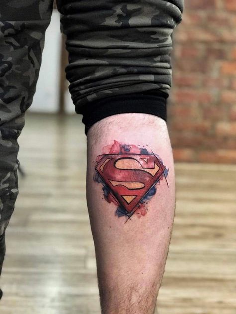 Superman tattoo Superman Symbol Tattoo, Superman Tattoo For Men, Superman Tattoo Design, Dc Tattoo Ideas, Super Hero Tattoos, Superman Tattoo, Bullet Tattoo, Superman Tattoos, Dc Tattoo