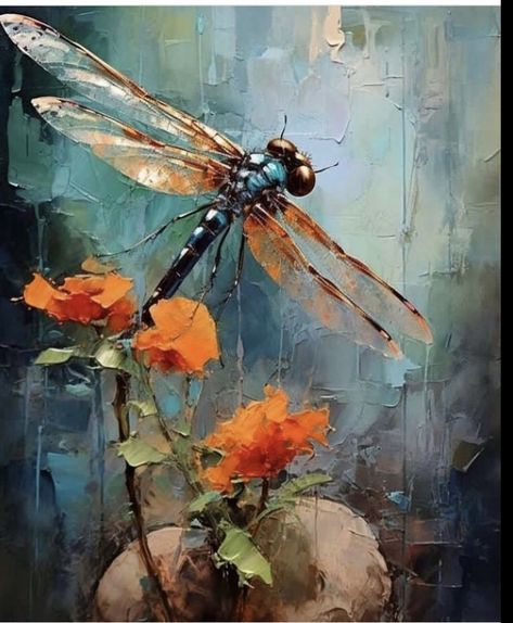 Painting Methods, Dragonfly Painting, Bright Paintings, Dragon Fly, Insect Art, Knife Painting, Flower Art Painting, Art Inspiration Painting, Art Painting Acrylic