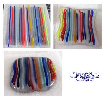 Microwave Kiln Glass Fusing: Fused glass pieces - before and after firing Microwave Kiln, Abstract Tile, Shelf Paper, Fused Glass Artwork, Glass Fusing Projects, Glass Fusion, Glass Jewellery, Fused Glass Pendant, Fused Glass Jewelry