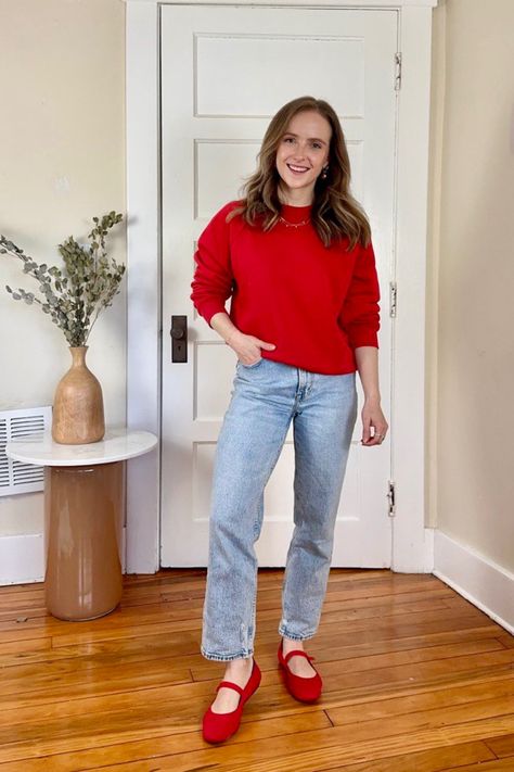 The Square Mary Jane curated on LTK Mary Jane Outfit Casual, Mary Jane Flats Outfit, Mary Jane Outfit, Flats Outfit, Europe Outfits, Red Flats, Mary Jane Flats, The Square, Cozy Sweatshirts