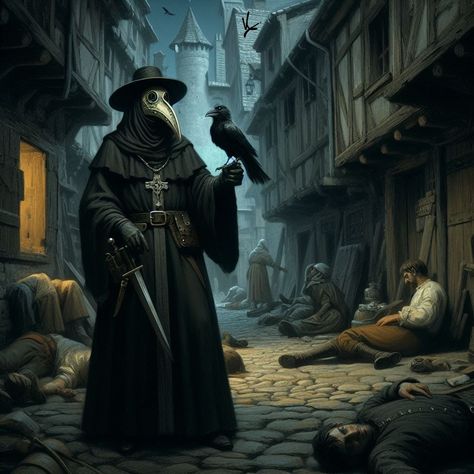 Samhain Ideas, Black Plague Doctor, Arcane Oc, Doctor Art, Plague Doctors, Black Plague, Scp 049, Mystery Stories, Funny Caricatures