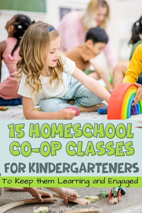 Explore 15 class ideas for your kindergarten homeschool co-op. Art adventures to animal explorations, these classes foster learning... Pre K Co Op Classes, Kindergarten Homeschool Co-op Ideas, Co Op Class Ideas Homeschool Preschool, Homeschool Coop Activities, Kindergarten Co Op Ideas, Preschool Co-op Class Ideas, Homeschool Co Op Ideas Activities, Co Op Class Ideas Homeschool Elementary, Homeschool Co-op